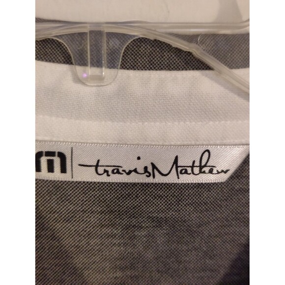 Travis Mathew Men's Golf Polo Shirt Embroidered Logo White/Gray Slit Hem size XL - Picture 9 of 9